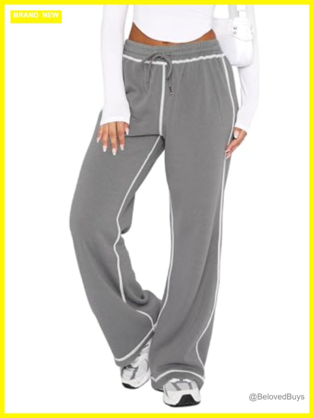 Wide Leg Sweatpants Track Pants Lounge Joggers Pockets Stretch